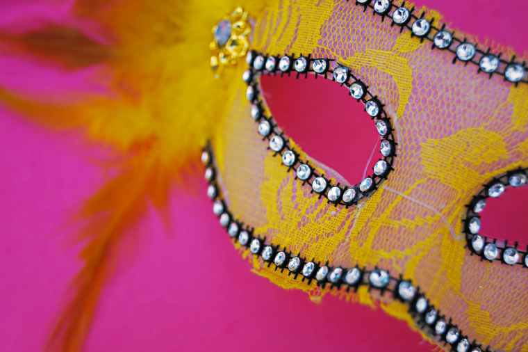 pink and yellow mask